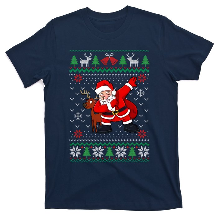 Reindeer Dabbing Santa Ugly Christmas T-Shirt