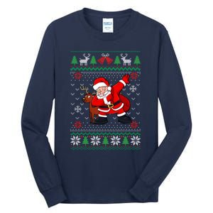 Reindeer Dabbing Santa Ugly Christmas Tall Long Sleeve T-Shirt