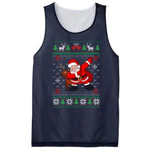 Reindeer Dabbing Santa Ugly Christmas Mesh Reversible Basketball Jersey Tank