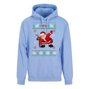 Reindeer Dabbing Santa Ugly Christmas Unisex Surf Hoodie