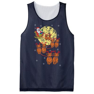 Reindeer Dachshund Santa Christmas Pet Mesh Reversible Basketball Jersey Tank