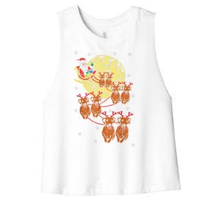 Reindeer Dachshund Santa Christmas Pet Women's Racerback Cropped Tank