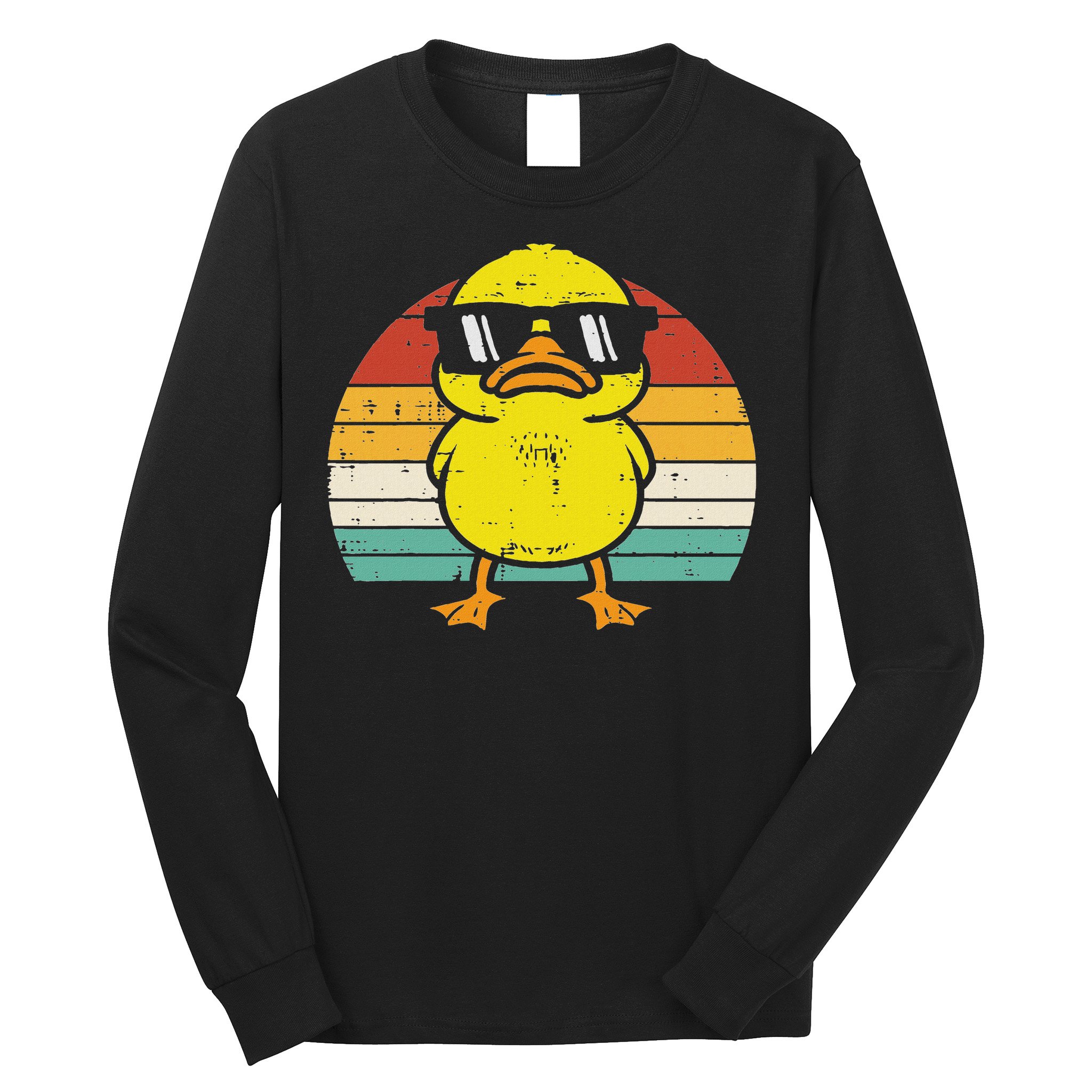 Rubber Duck Sunglasses Sunset Retro Duckling Long Sleeve Shirt