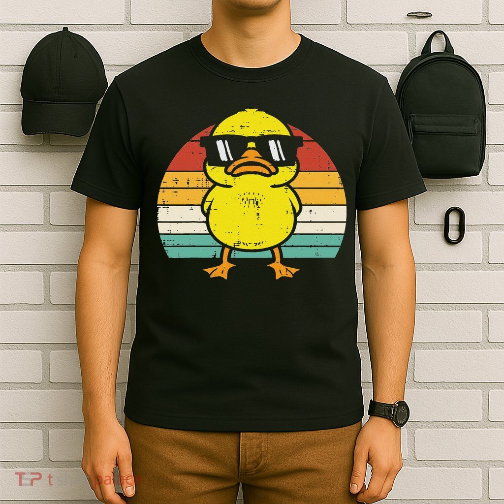 Rubber Duck Sunglasses Sunset Retro Duckling T-Shirt