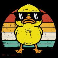 Rubber Duck Sunglasses Sunset Retro Duckling Button