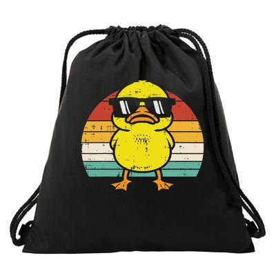 Rubber Duck Sunglasses Sunset Retro Duckling Drawstring Bag