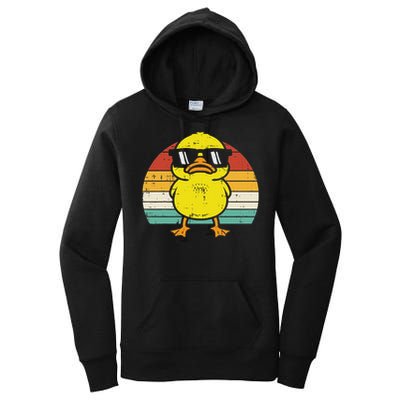 Rubber Duck Sunglasses Sunset Retro Duckling Women's Pullover Hoodie