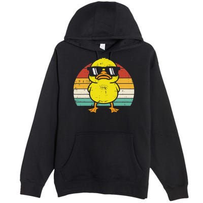 Rubber Duck Sunglasses Sunset Retro Duckling Premium Pullover Hoodie