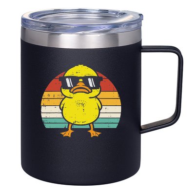 Rubber Duck Sunglasses Sunset Retro Duckling 12oz Stainless Steel Coffee Mug