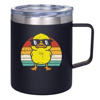 Rubber Duck Sunglasses Sunset Retro Duckling 12oz Stainless Steel Coffee Mug