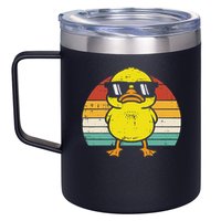 Rubber Duck Sunglasses Sunset Retro Duckling 12oz Stainless Steel Coffee Mug