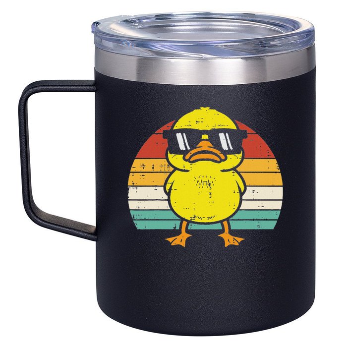 Rubber Duck Sunglasses Sunset Retro Duckling 12oz Stainless Steel Coffee Mug