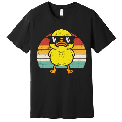 Rubber Duck Sunglasses Sunset Retro Duckling Premium T-Shirt