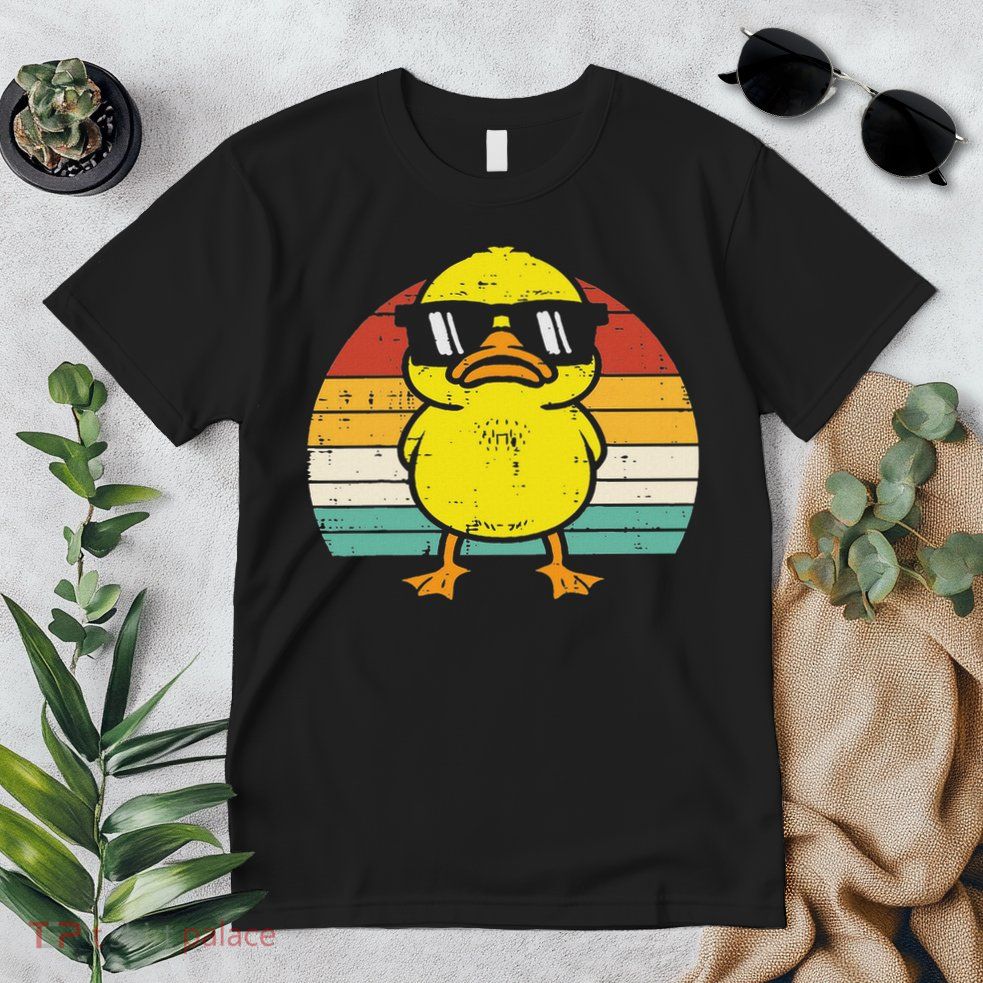 Rubber Duck Sunglasses Sunset Retro Duckling Premium T-Shirt