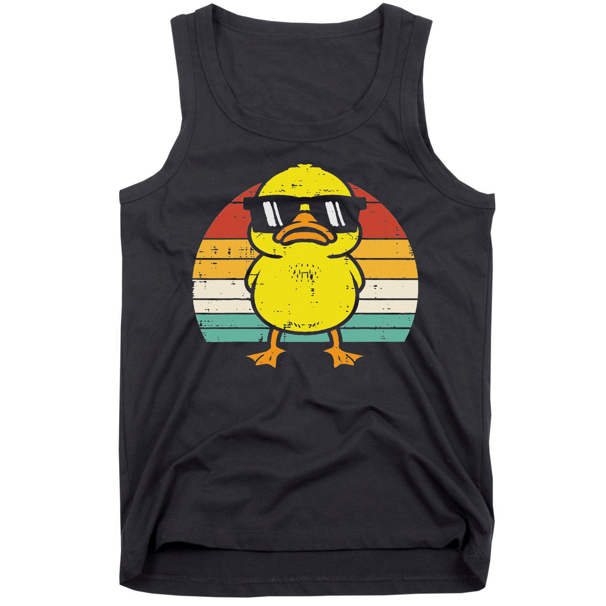 Rubber Duck Sunglasses Sunset Retro Duckling Tank Top