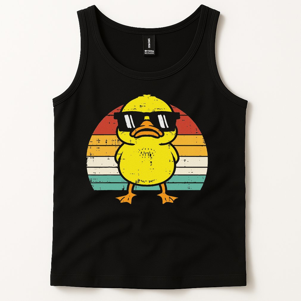 Rubber Duck Sunglasses Sunset Retro Duckling Tank Top