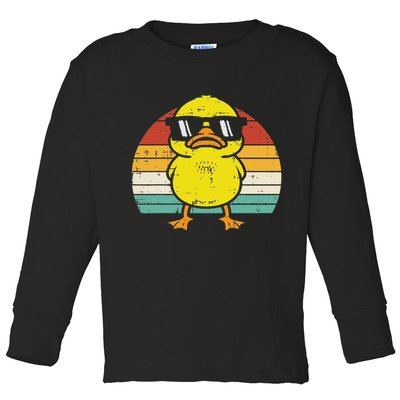 Rubber Duck Sunglasses Sunset Retro Duckling Toddler Long Sleeve Shirt