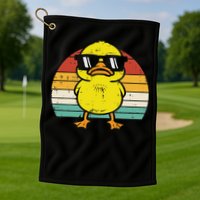 Rubber Duck Sunglasses Sunset Retro Duckling Golf Towel