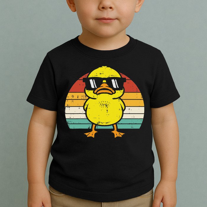 Rubber Duck Sunglasses Sunset Retro Duckling Toddler T-Shirt