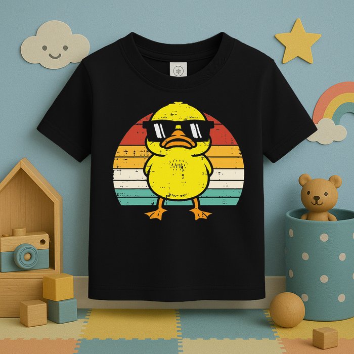 Rubber Duck Sunglasses Sunset Retro Duckling Toddler T-Shirt