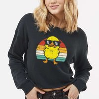 Rubber Duck Sunglasses Sunset Retro Duckling Cropped Pullover Crew