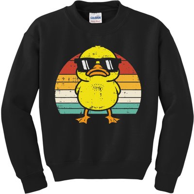 Rubber Duck Sunglasses Sunset Retro Duckling Kids Sweatshirt