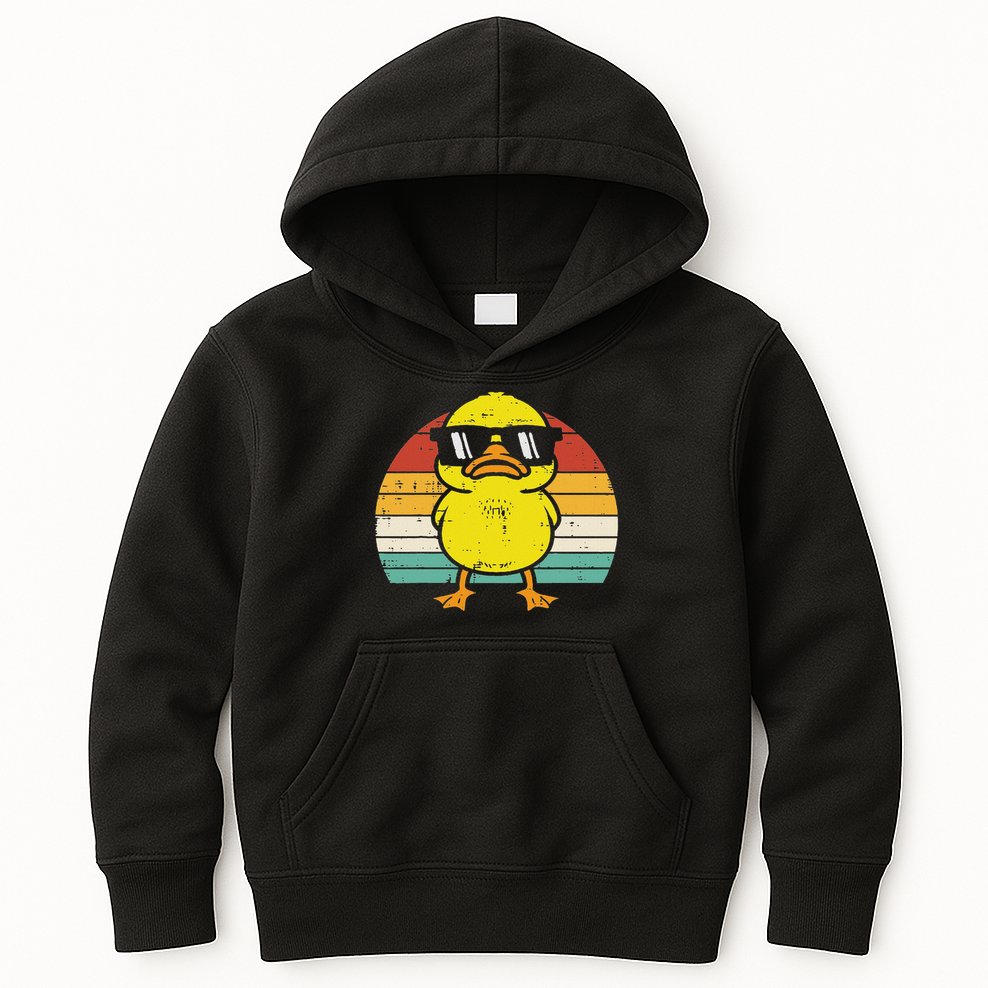 Rubber Duck Sunglasses Sunset Retro Duckling Kids Hoodie