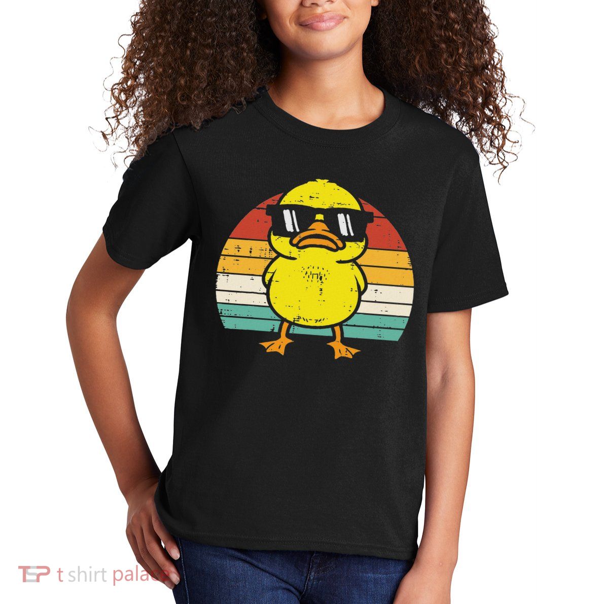 Rubber Duck Sunglasses Sunset Retro Duckling Kids T-Shirt