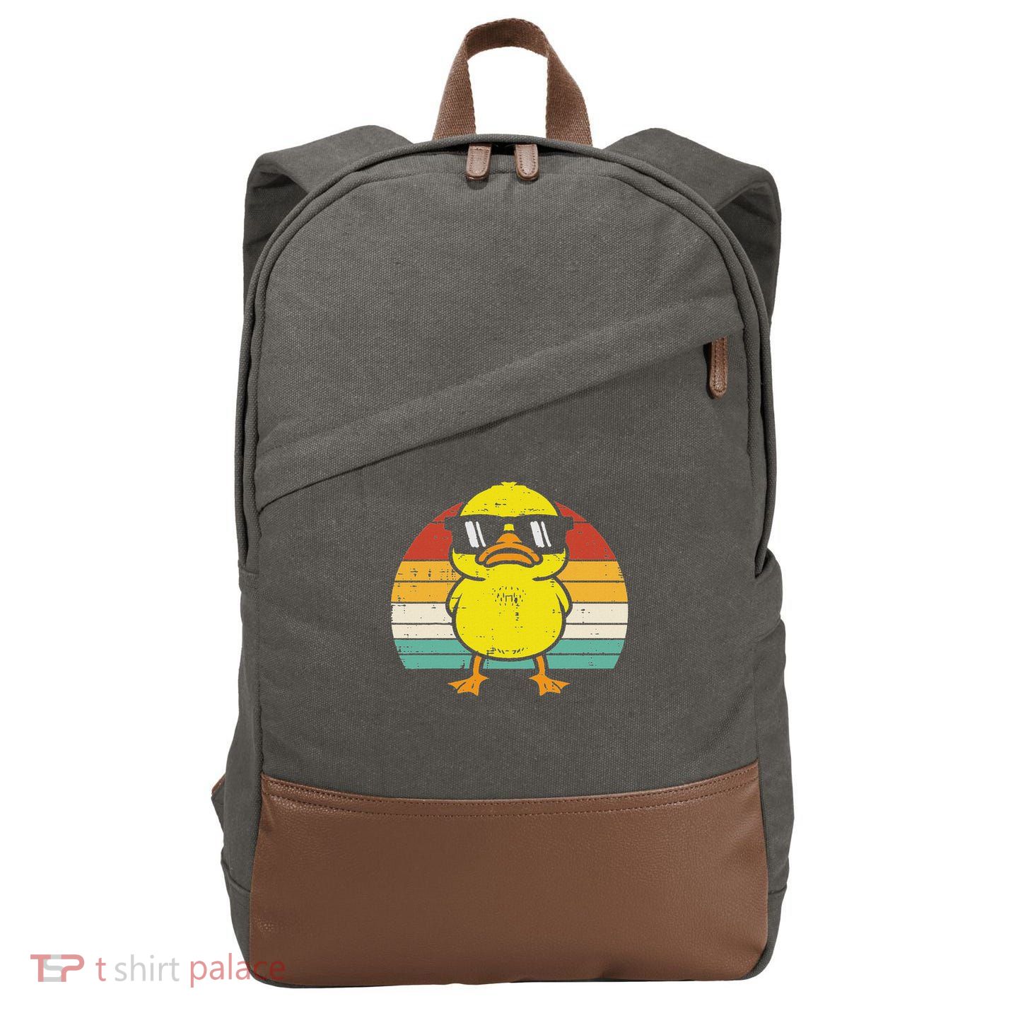 Rubber Duck Sunglasses Sunset Retro Duckling Cotton Canvas Backpack