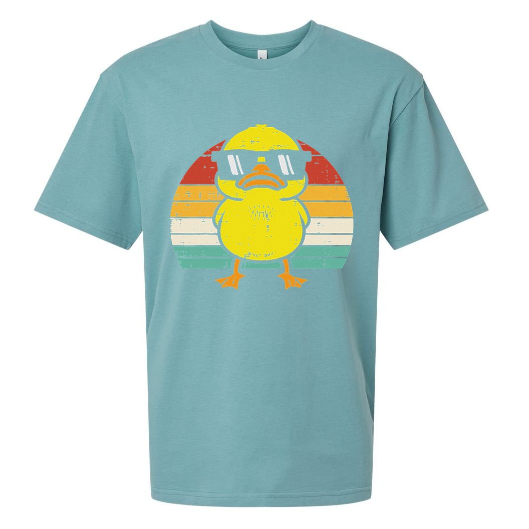 Rubber Duck Sunglasses Sunset Retro Duckling Sueded Cloud Jersey T-Shirt