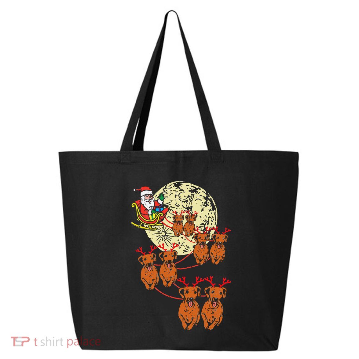 Reindeer Dachshund Santa Christmas Pet Weiner Dog Xmas Pj 25L Jumbo Tote
