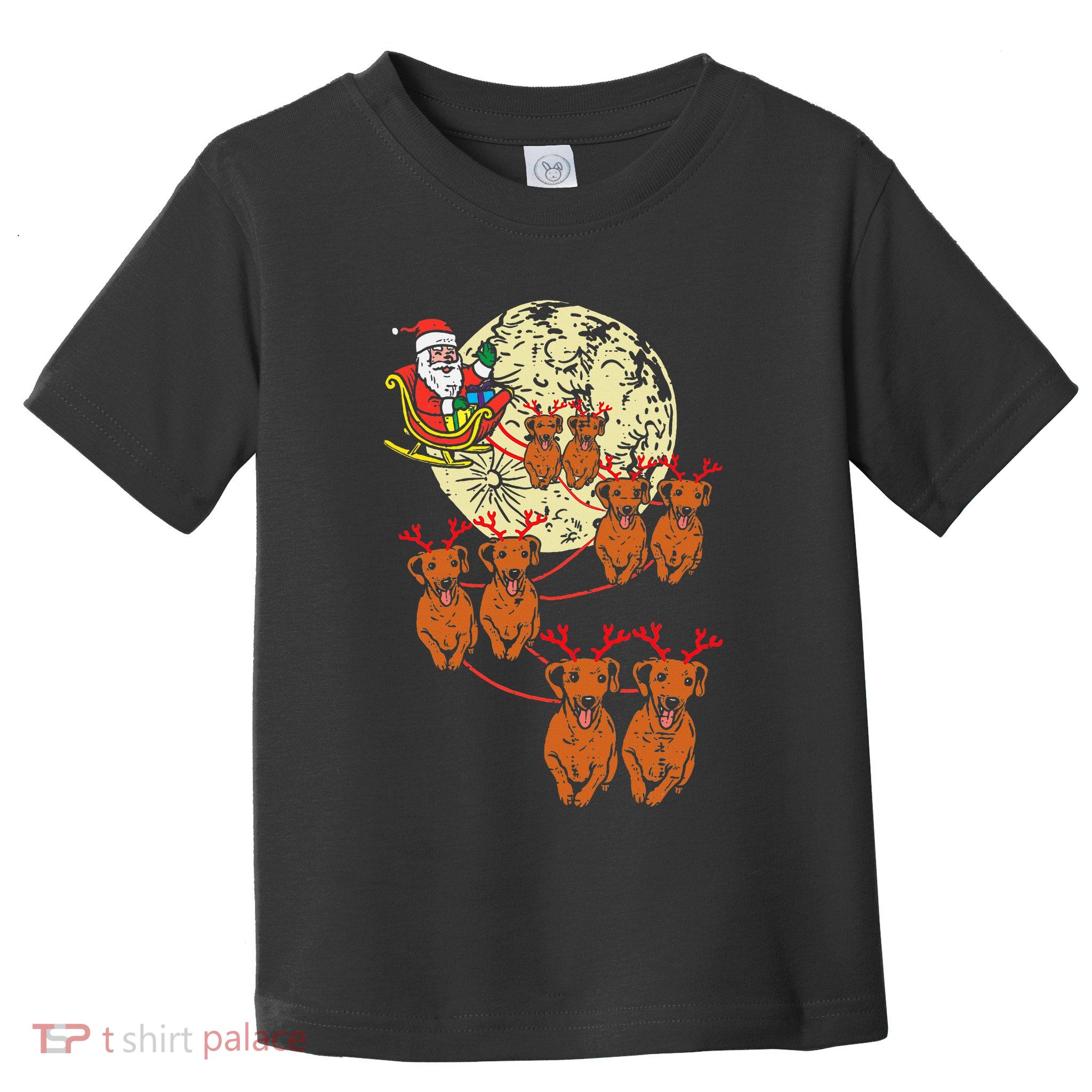 Reindeer Dachshund Santa Christmas Pet Weiner Dog Xmas Pj Toddler T-Shirt