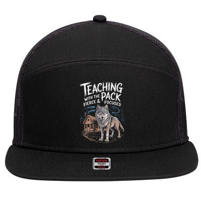 Retro Dire Spirit Even Wolf Teaching A Pack Book Reading 7 Panel Mesh Trucker Snapback Hat