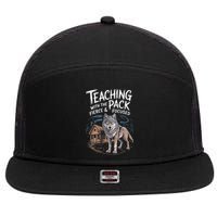 Retro Dire Spirit Even Wolf Teaching A Pack Book Reading 7 Panel Mesh Trucker Snapback Hat
