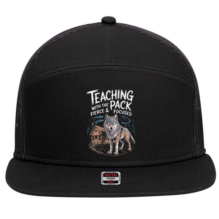 Retro Dire Spirit Even Wolf Teaching A Pack Book Reading 7 Panel Mesh Trucker Snapback Hat
