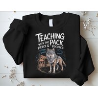 Retro Dire Spirit Even Wolf Teaching A Pack Book Reading Sweatshirt