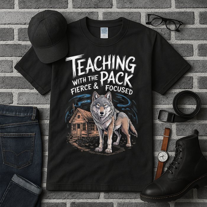 Retro Dire Spirit Even Wolf Teaching A Pack Book Reading Tall T-Shirt