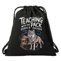 Retro Dire Spirit Even Wolf Teaching A Pack Book Reading Drawstring Bag