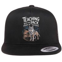 Retro Dire Spirit Even Wolf Teaching A Pack Book Reading Flat Bill Trucker Hat