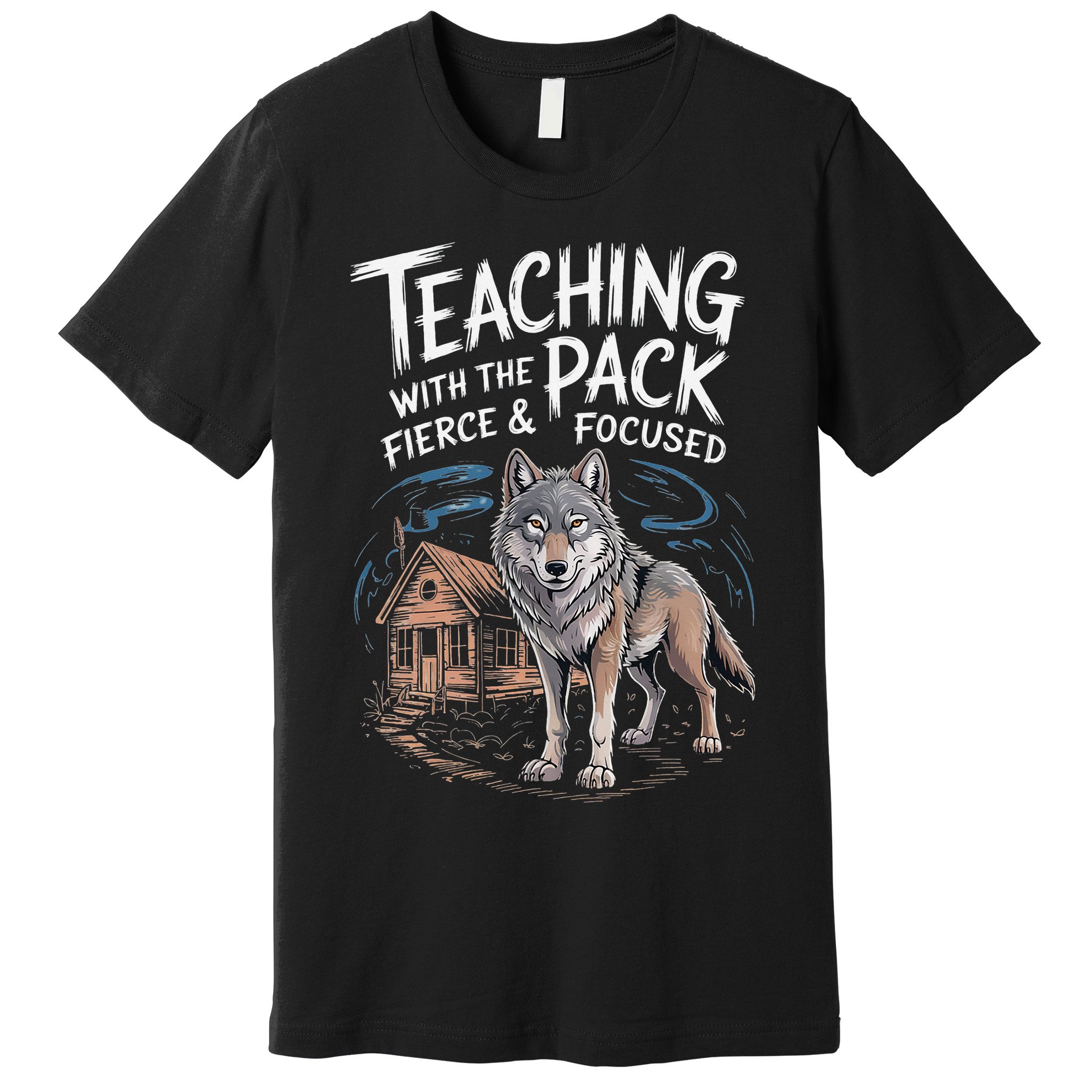 Retro Dire Spirit Even Wolf Teaching A Pack Book Reading Premium T-Shirt