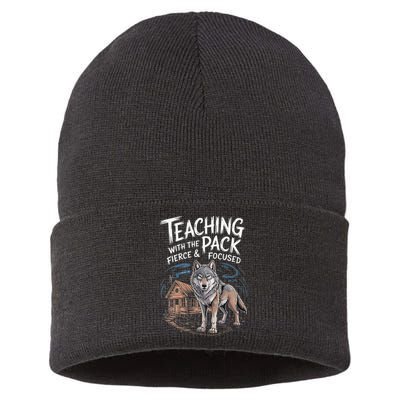 Retro Dire Spirit Even Wolf Teaching A Pack Book Reading Sustainable Knit Beanie