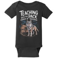 Retro Dire Spirit Even Wolf Teaching A Pack Book Reading Baby Bodysuit