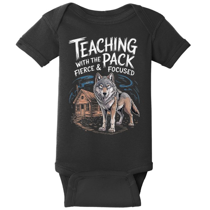 Retro Dire Spirit Even Wolf Teaching A Pack Book Reading Baby Bodysuit