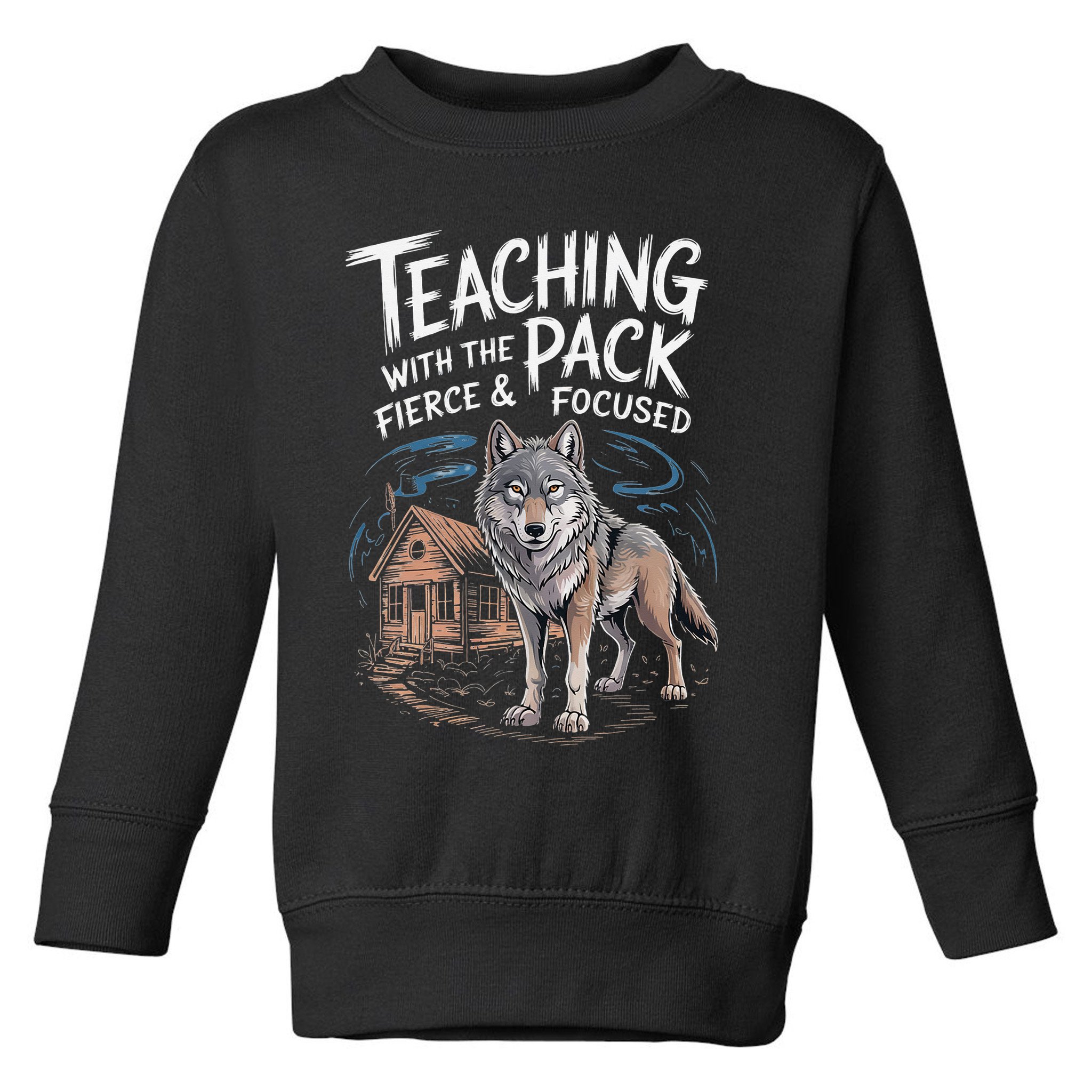 Retro Dire Spirit Even Wolf Teaching A Pack Book Reading Toddler Sweatshirt
