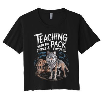 Retro Dire Spirit Even Wolf Teaching A Pack Book Reading Women's Crop Top Tee