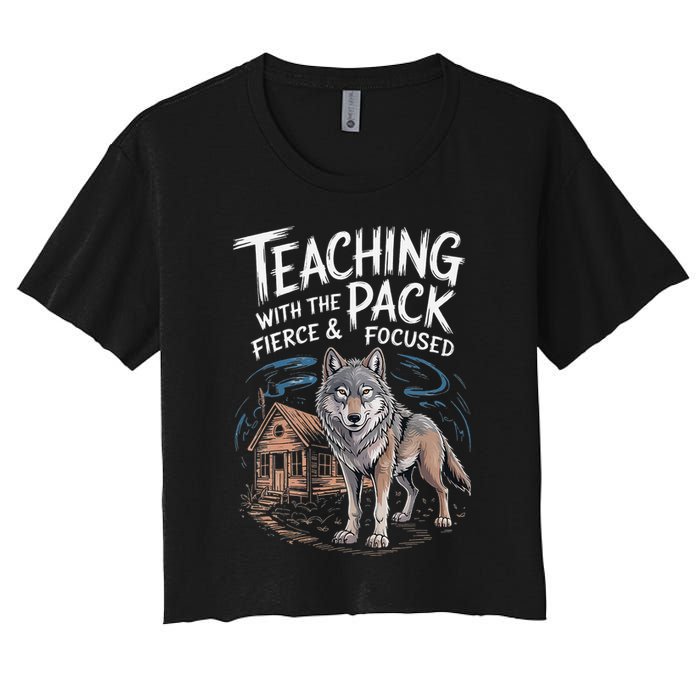 Retro Dire Spirit Even Wolf Teaching A Pack Book Reading Women's Crop Top Tee