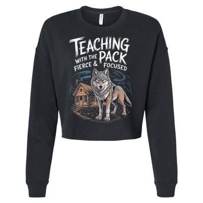 Retro Dire Spirit Even Wolf Teaching A Pack Book Reading Cropped Pullover Crew