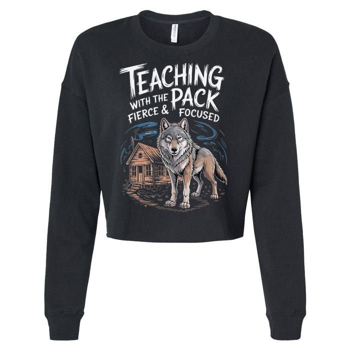 Retro Dire Spirit Even Wolf Teaching A Pack Book Reading Cropped Pullover Crew