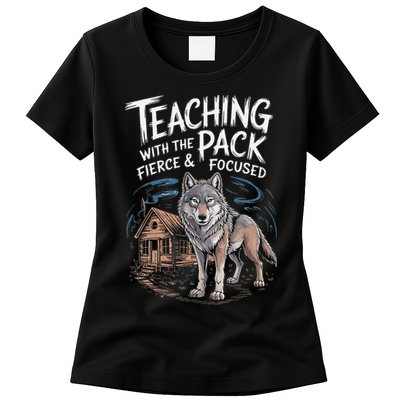 Retro Dire Spirit Even Wolf Teaching A Pack Book Reading Womens T-Shirt