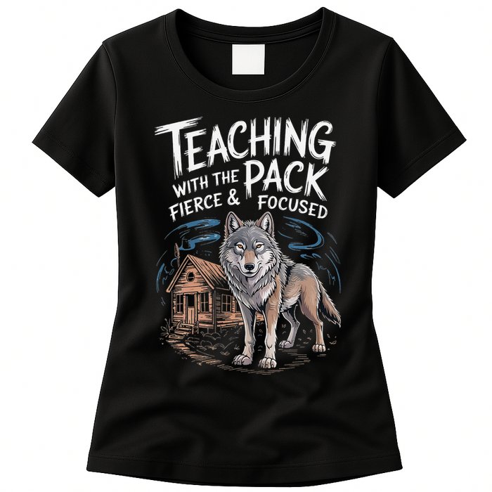 Retro Dire Spirit Even Wolf Teaching A Pack Book Reading Womens T-Shirt